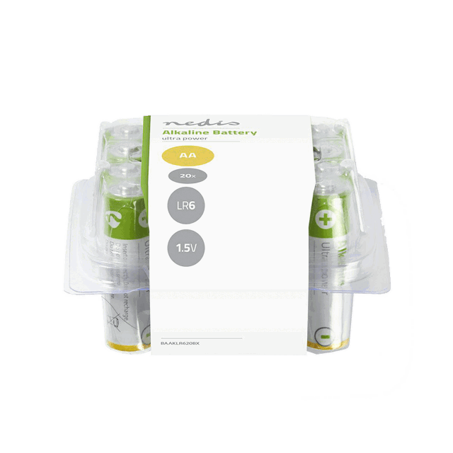 Package including 20 pieces of alkaline batteries AA 1.5V