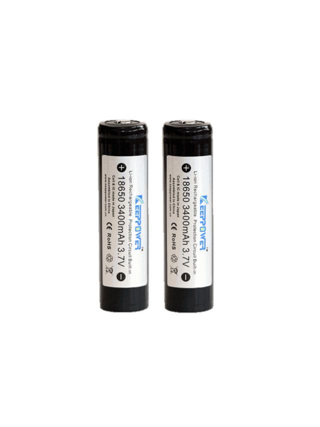 Picture of two Keeppower 18650 3500mAh Li-ion batteries.